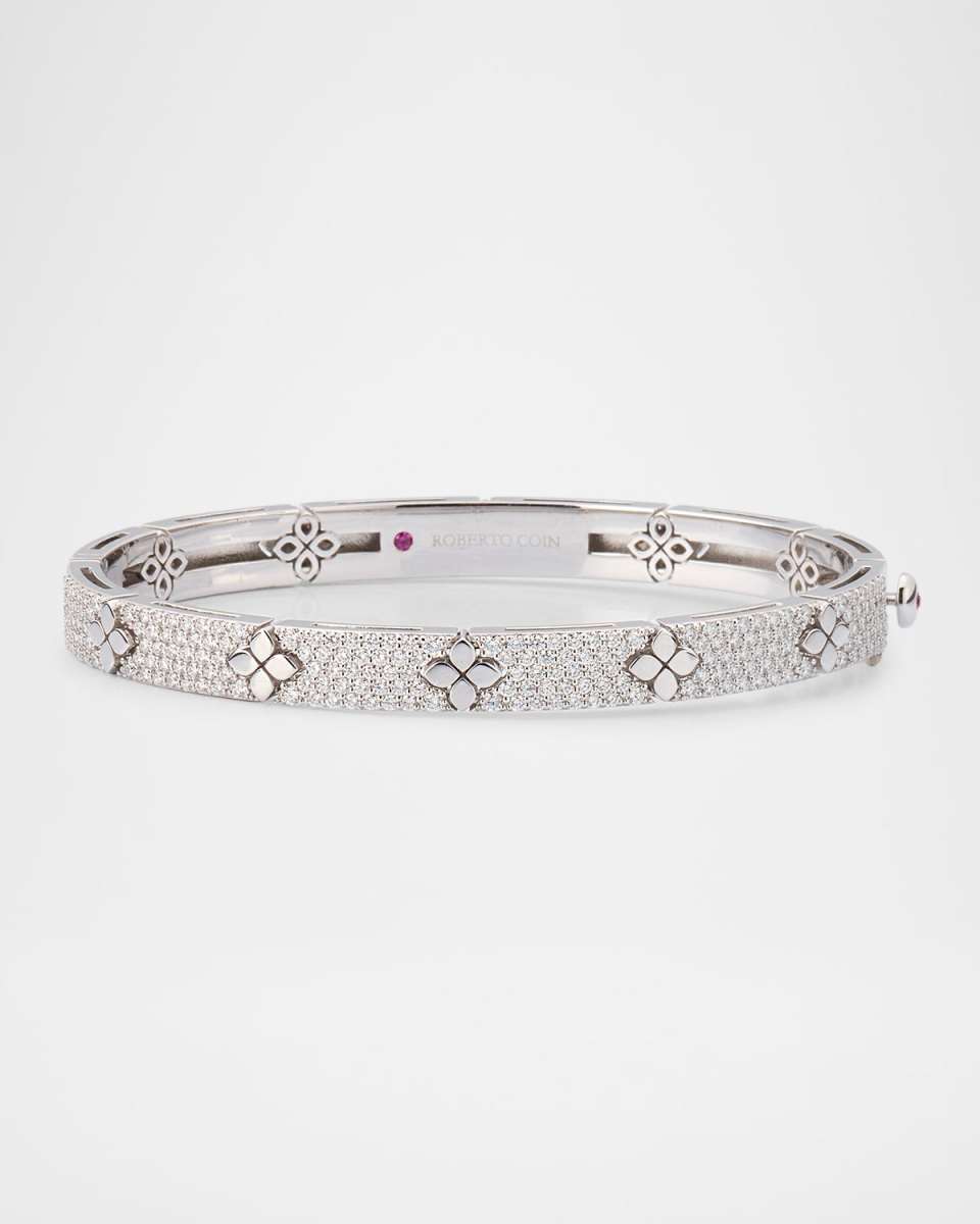 18K White Gold Diamond Love In Verona Bangle, 48x58mm